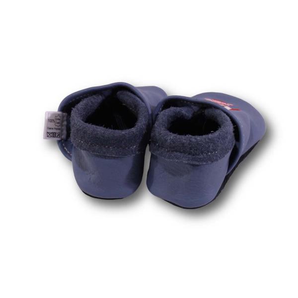Krabbelschuhe Pirat und Schiff auf taubenblau